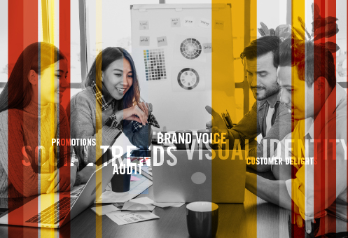 Stylized photo of 4 people sitting at business table