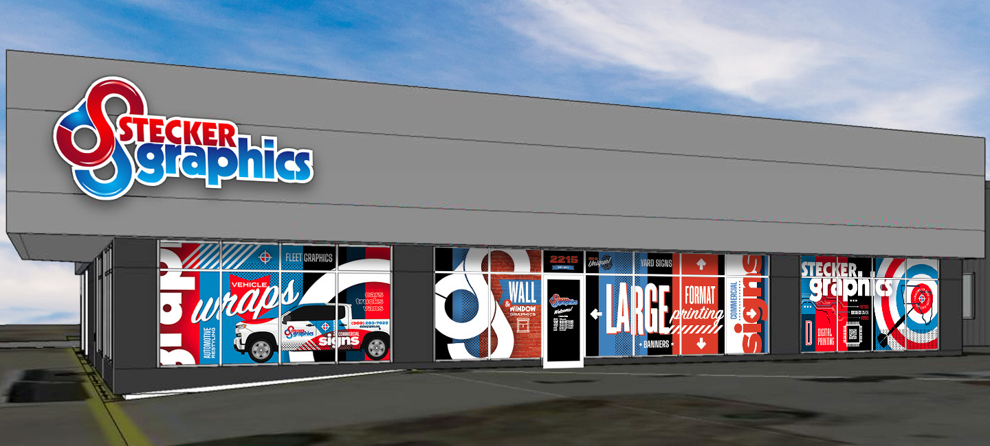 Stecker Graphics store window art layout