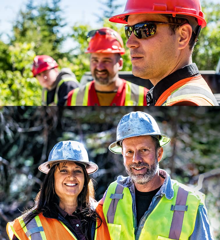 Shots of male and female loggers