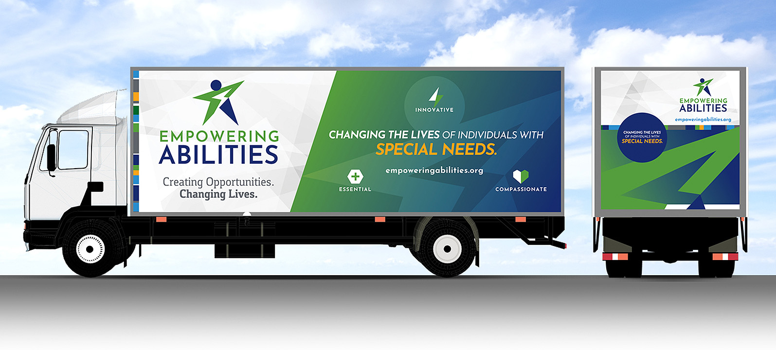 Empowering Abilities brand identity truck wrap