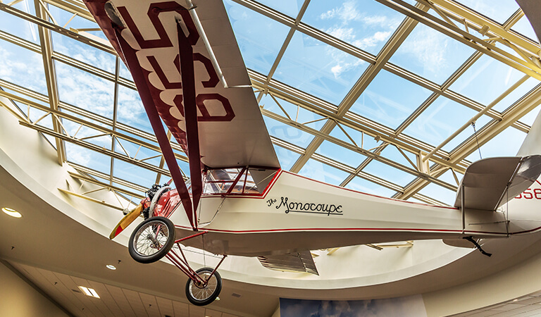 Plane hanging from ceiling of QCIA terminal